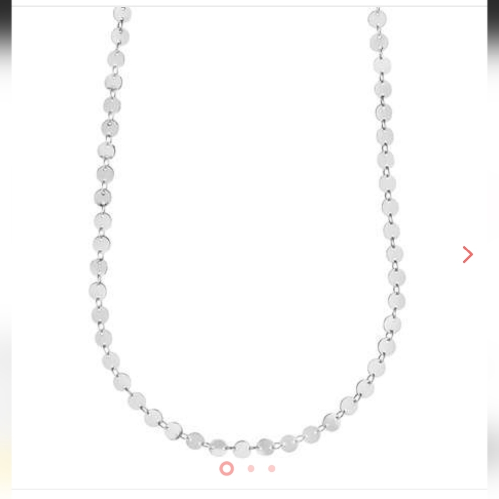 💖💖 NWT STERLING FOREVER Round Disk Long Chain 14k White Gold Plated Necklace